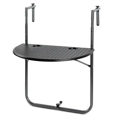 Produktbild von Jopassy Balkontisch zum Einhängen klappbar 60x40 cm - Balkonhängetisch, Wandklapptisch, Beistelltisch - Schwarz
