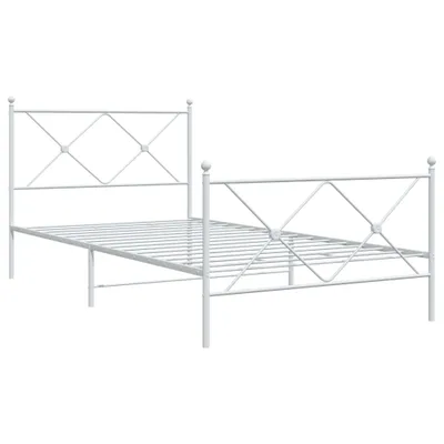 Zdjęcie produktu dla Metalowa rama łóżka z wezgłowiem i zanóżkiem, biała, 100x200 cm