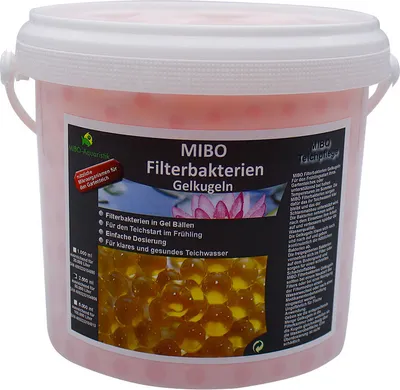 Produktbild von MIBO Filterbakterien Gelkugeln Gartenteich Filterstarter 2,5Liter ausreichend für bis zu 50.000 Liter
