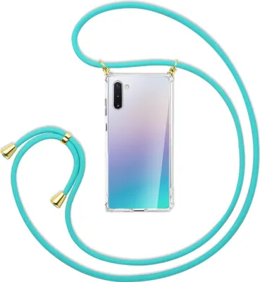 Produktbild von Handykette Backcover-Schutzhülle mit Band (Metall goldfarben) für Samsung Galaxy Note 10 - türkis
