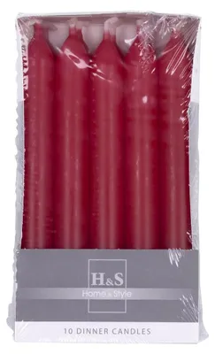 Immagine prodotto di DONAU HOME Set di candele cilindriche lisce / Rosse / 10 pezzi nella confezione / 17 x Ø 2 cm / Senza profumo