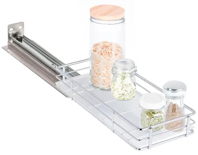 Produktbild von Ausziehbares Gewürzregal aus Edelstahl | Schrankeinsatz | Regalorganizer | Teleskop-Gewürzregal für Schränke und Schubladen