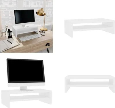 Image de vidaXL Support de moniteur Blanc 42x24x13 cm Bois composite - Support de moniteur - Support de moniteur - Support de TV - Table de TV