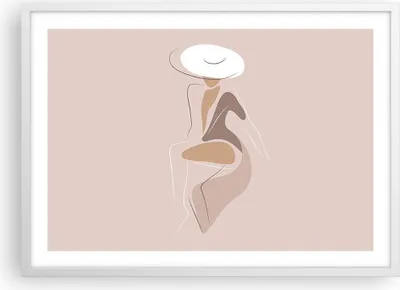 Produktbild von Gerahmtes Poster - Weißer Rahmen - Buntstift Frau Hut - 70x50 cm - Wand Bild - Wanddeko - Wandbilder - Kunstposter - Wandposter - Bilderrahmen - Bilder - Kunstdruck - Wanddekoration - P2WAA70x50-4773