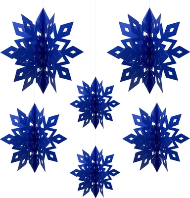 Produktbild von Oblique Unique 3D Schneeflocken 6er Set Eiskristalle Deckenhänger Deko für Weihnachten Winter Weihnachtsdeko - dunkelblau
