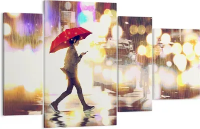 Produktbild von Bild auf Leinwand - Leinwandbild - Stadt Straße Nacht - 120x70cm - Wand Bild - Wanddeko - Leinwanddruck - Bilder - Kunstdruck - Wanddekoration - Leinwand bilder - Wandkunst - DL120x70-4016
