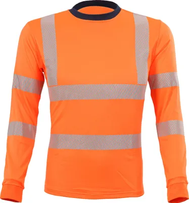 Produktbild von Qualitex  - signalfarbenes Longsleeve aus Lyocell - UV-Schutz &  - in Farbe: warnorange/marine - Herren: L
