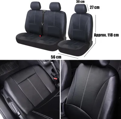 Produktbild von Autositzbezüge für Van und Lkw, Kunstleder, für Vordersitze, schwarz, 2er-Set, für Auto