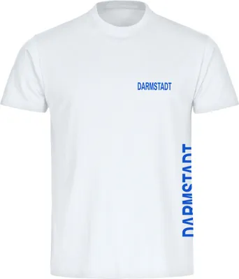 Produktbild von multifanshop Herren T-Shirt - Darmstadt - Brust & Seite, weiß, Größe XXL