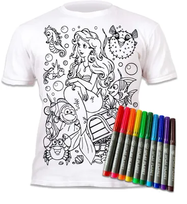 Meermin T-Shirt zum Ausmalen mit 10 Zauberstiften, 9-11 Jahre