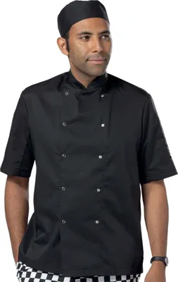 Produktbild von Dennys - Kochjacke Nietenfront für Herren kurzärmlig PC6310 (3XL) (Schwarz)
