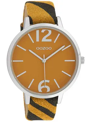 Image de Montre Oozoo jaune foncé noir cuir Timepieces Femme Montre à quartz analogique UOC10202