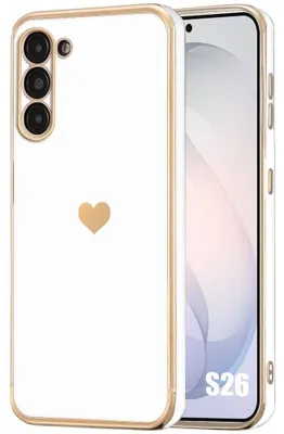 Image de Coque pour Samsung Galaxy S26, Protection Silicone Motif Cœur Antichoc Anti-Rayure Souple Blanc
