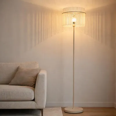 Produktbild von LED Stehleuchte, sandfarben, Glasstäbe satiniert, H 152 cm