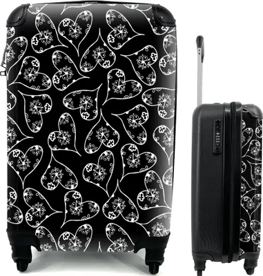 Produktbild von MuchoWow® MuchoWow® Koffer Handgepäck Trolley Rollkoffer Kleine Reisekoffer mit 4 Rollen - Mädchen - Herz - Blumen - Muster - Mädchen - Kinder - Baby - Cabin Size < 55x40x23 cm & 55x40x20 cm - Fotokof