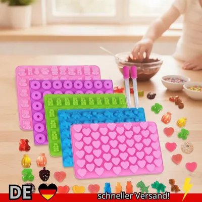 Produktbild von 2 5 Stück Gummibärchen-Süßigkeitsform-Set mit Tropfern Silikon