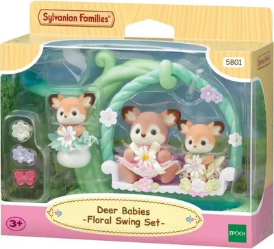 Image de Bébés Biche et Balancelle Sylvanian Families, Set de jeu avec 2 Bébés, Balançoire et Berceau, 3+ Ans