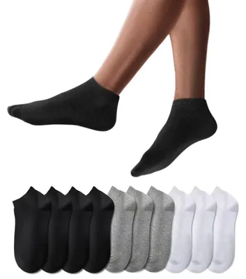 Immagine prodotto di Calzini sportivi da uomo e da donna, 10 paia, calzini corti, cotone, unisex, taglie 43-46, colori: nero, bianco, grigio