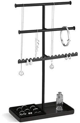 Schmuck-Organizer 3-stufig, Metallbasis, Schwarz