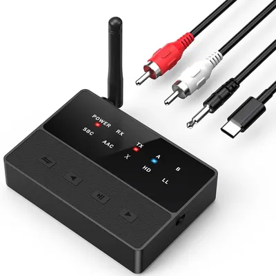 Produktbild von Bluetooth Transmitter Receiver,2 in 1Wireless Transmitter Receiver Sender Empfänger,Bluetooth 5.3 Audiosender und Empfänger, bis 30m