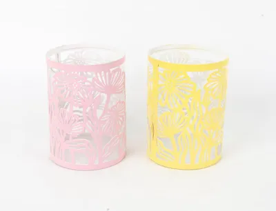 Produktbild von TrendLine Windlicht Blumen Metall/Glas Ø 9 x 12,5 cm 2-fach sortiert