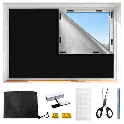 Verdunkelungsrollo ohne Bohren, 300 x 145 cm, schwarz, zuschneidbar