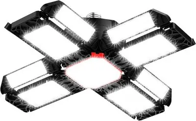 Zdjęcie produktu dla Lampa robocza LED 180 W – 20 000 lm, 6500 K – regulowana lampa sufitowa – 12 regulowanych paneli – E26/E27 – do piwnicy, sklepu, warsztatu, garażu, magazynu