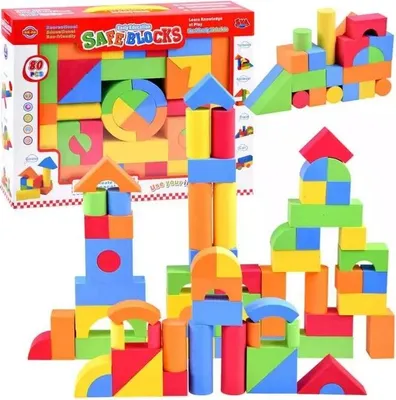 Obrázok produktu pre Sada 80 kusov stavebných blokov z peny, rozmery balenia: 39 x 8 x 30 cm