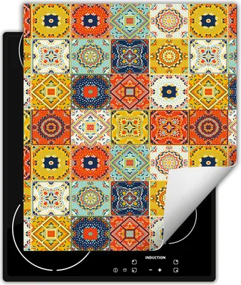 Produktbild von DarHaus Herdabdeckplatte 45x52 cm Anti Rutsch Matte Aufrollbar, farben - Mosaik