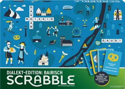 Produktbild von Mattel - Scrabble - Dialekt-Edition: Bairisch Bayrisch Brettspiel Wörterspiel Dialekte