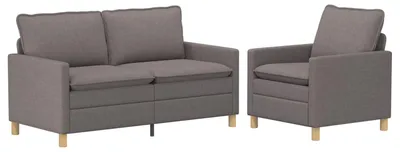 Immagine prodotto di vidaXL Set di divani, 2 pezzi, color taupe, rivestimento in tessuto