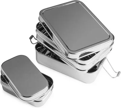 Produktbild von Famanu Lunchbox 3-in-1 - Stapelbare Brotdose aus Edelstahl - 100% BPA-frei