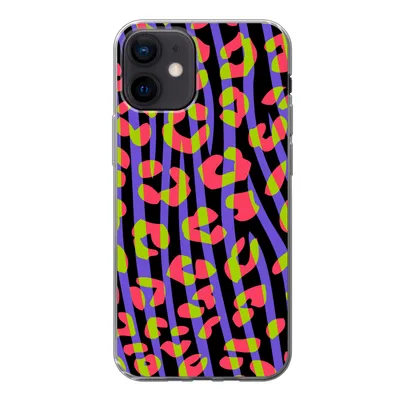 Produktbild von MuchoWow® Handyhülle Schutzhülle Hülle für iPhone 12 Pantherdruck - Zebra - Neon Silikon Softcase Handy Hülle - Schutzhülle