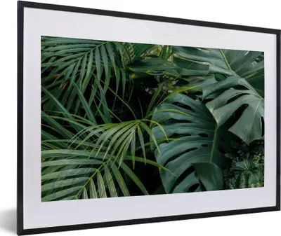 Produktbild von MuchoWow® Gerahmtes Poster Pflanzen - Dschungel - Blätter - Tropisch 60x40 cm - Poster mit Schwarzem Bilderrahmen Wandposter Rahmen Foto Bilder - Schlafzimmer - Plakat in Rahmen - Drucken