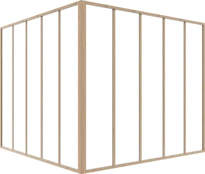 Produktbild von Verglaste industrielle Eckwand aus pulverbeschichtetem Aluminium - B 150 x B 150 x H 130 - Natürliches Licht - BAYVIEW
