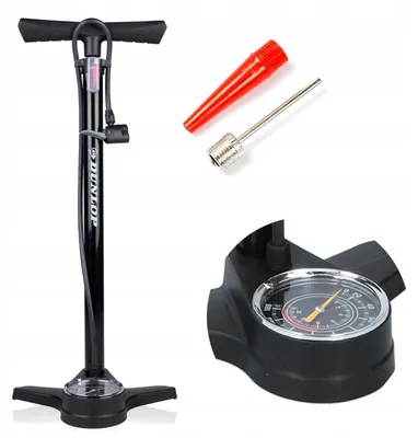 Produktbild von Dunlop Werkstatt Fahrrad Standpumpe mit Manometer 12 BAR Schwarz