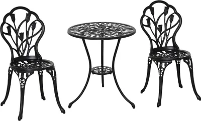 Produktbild von Outsunny Sitzgruppe 3-teilige Essgruppe Balkonmöbel Set 1 Tisch+2 Stühle Alu