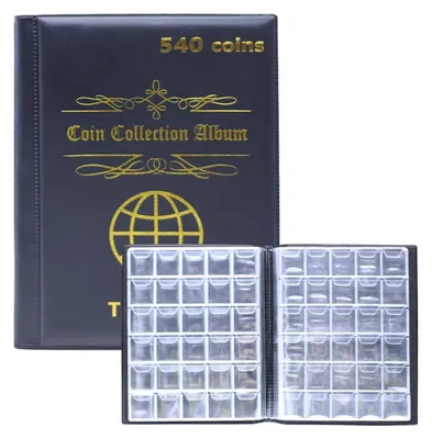 Immagine prodotto di Album per monete con 540 scomparti - Portamonete - Cartella per collezionismo - - Fogli in PVC trasparenti - 21 x 17 cm - Album per monete