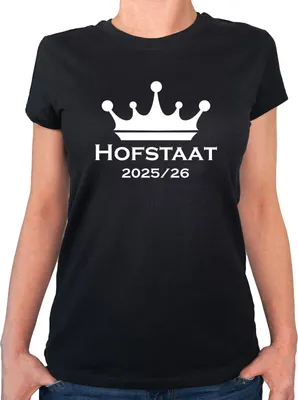 Produktbild von Huuraa Damen T-Shirt Hofstaat 2025/26 Schützenfest S Black Bio Baumwolle Fairtrade Damenshirt Geschenkidee