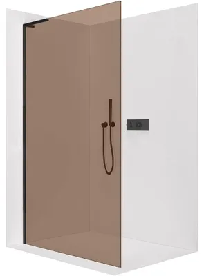 Immagine prodotto di CERANO - Box doccia Walk-in Onyx con montante a sinistra - 8 mm - nero opaco, vetro color bronzo - 50x200 cm