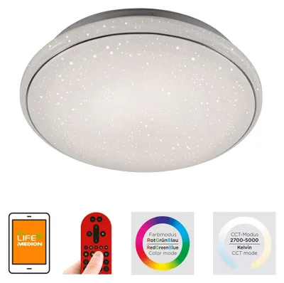 Immagine prodotto di Lampada da soffitto LED intelligente, dimmerabile, telecomando, effetto stellato, D 59 cm
