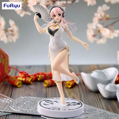 Image de Statue En Pvc Furyu Trio Try It Super Sonico Robe Chinoise Blanche Figurine De 21 Cm Nouveau !!