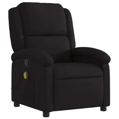 Produktbild von Massagesessel Schwarz Stoff 71 x 86,5 x 99,5 cm (B x T x H) mit 6-Punkt-Vibrationsmassage und manueller Liegefunktion