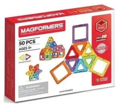 Produktbild von Magformers Konstruktionsspielzeug 50-teilig, magnetische Bausteine mit Dreiecken und Quadraten