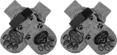 Produktbild von INF Haustier Socken Pfotenschutz Grau Strick Anti-Rutsch 4 Stück für Hunde M