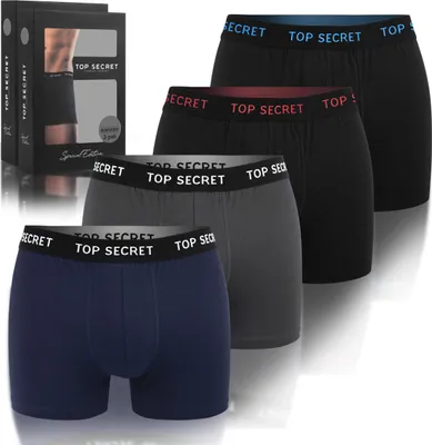 Produktbild von TOP SECRET Boxershorts Herren 4er Pack Baumwoll Passform Atmungsaktiv Unterwäsche Unterhosen Männer Men Retroshorts XXL
