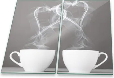 Produktbild von Herdabdeckplatte Abdeckung Glaskeramikkochfeld Abdeckplatte 2-Teilig 60x52 Kaffee Herz