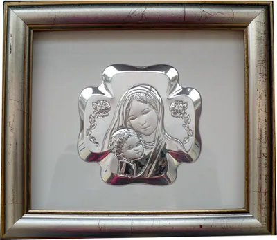 Image de Image de la Vierge à l'Enfant dans un cadre derrière verre | Taille : 15x17 cm | Numéro d'article : BC6289/2G