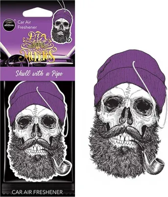 Produktbild von AROMA CAR Lufterfrischer - Muertos-Schädel mit Pfeife Korallenfarbe