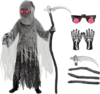 Obrázek produktu pro Dětský kostým Smrťák se svítícíma očima na halloweenskou strašidelnou párty